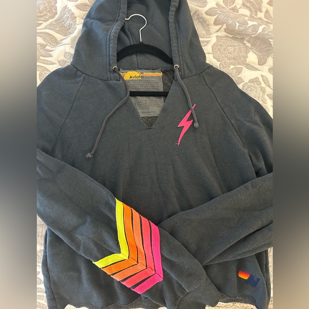 Aviator Nation Cropped Bolt Hoodie